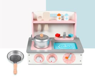 Großhandel B2B Rosa Küchenspielzeug Küche aus Holz für frühes Lernen